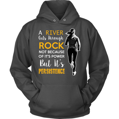 Spartan Mart - T-shirt; A River Cuts Through Rock Not Because Of It’s Power But It’s Persistence (Dark) Men's Apparel