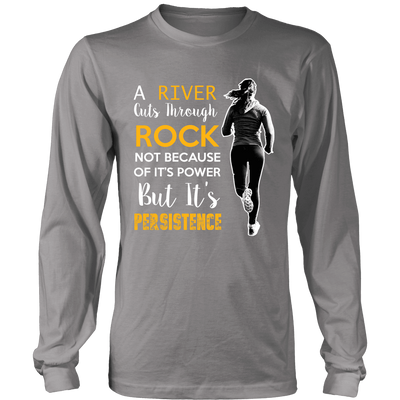Spartan Mart - T-shirt; A River Cuts Through Rock Not Because Of It’s Power But It’s Persistence (Dark) Men's Apparel