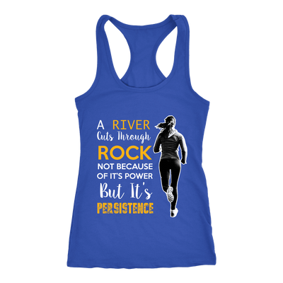 Spartan Mart - T-shirt; A River Cuts Through Rock Not Because Of It’s Power But It’s Persistence (Dark) Women's Apparel