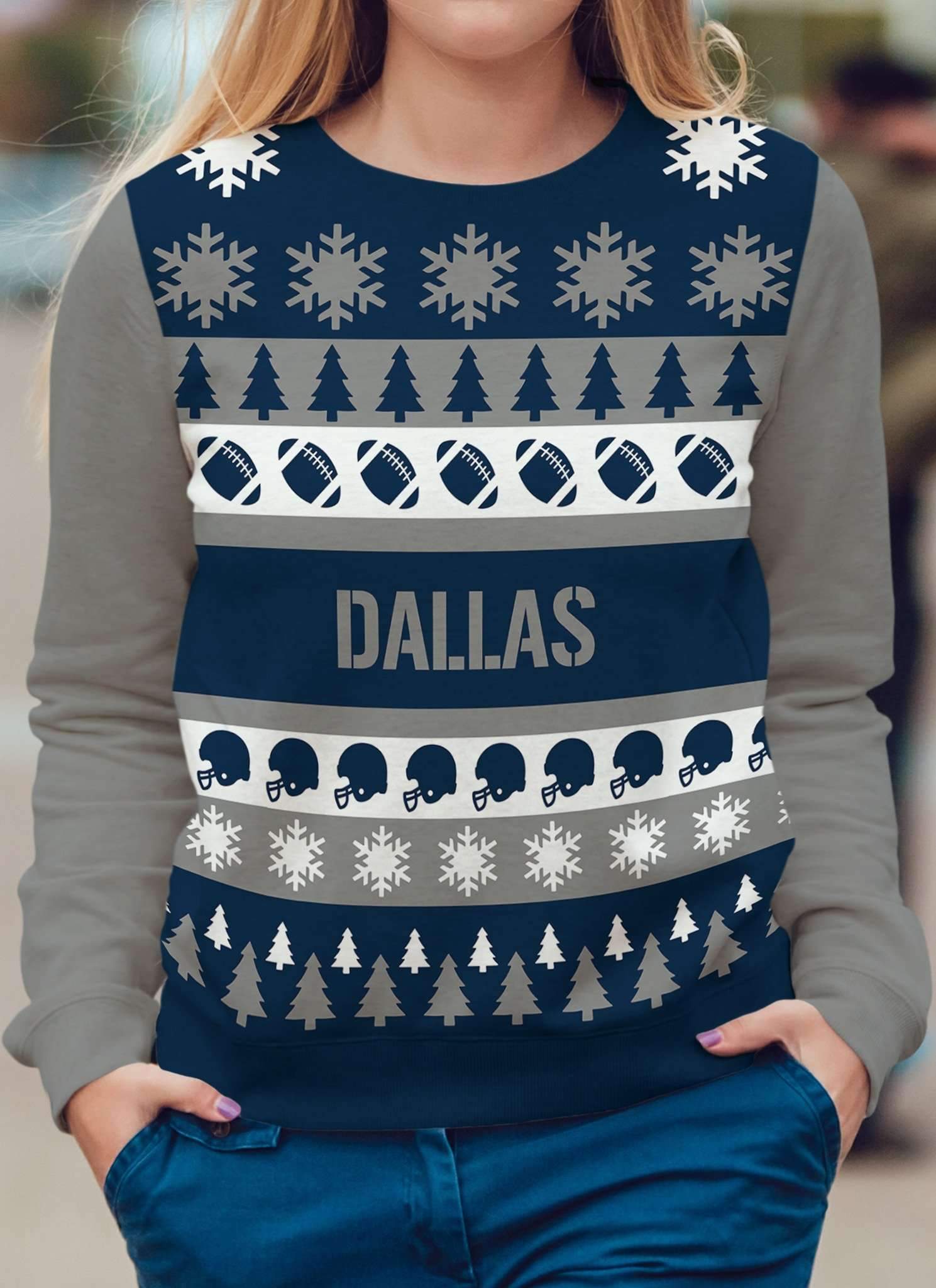Spartan Mart - Sweatshirt; Dallas Football Ugly Christmas Sweatshirt