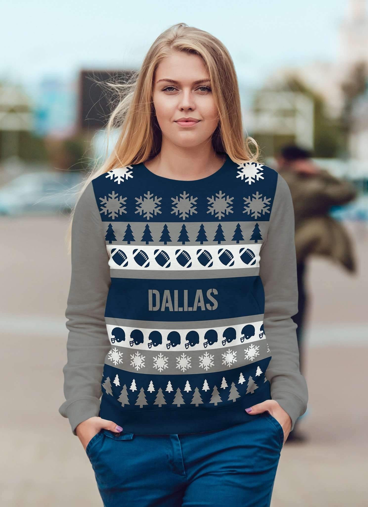 Spartan Mart - Sweatshirt; Dallas Football Ugly Christmas Sweatshirt