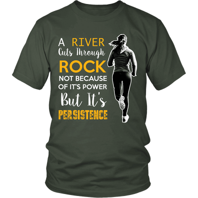 Spartan Mart - T-shirt; A River Cuts Through Rock Not Because Of It’s Power But It’s Persistence (Dark) Men's Apparel