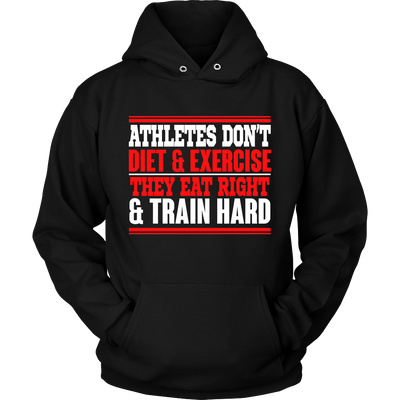 Spartan Mart - T-shirt; Athletes Eat Right and Train Hard Men's Apparel