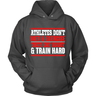 Spartan Mart - T-shirt; Athletes Eat Right and Train Hard Men's Apparel