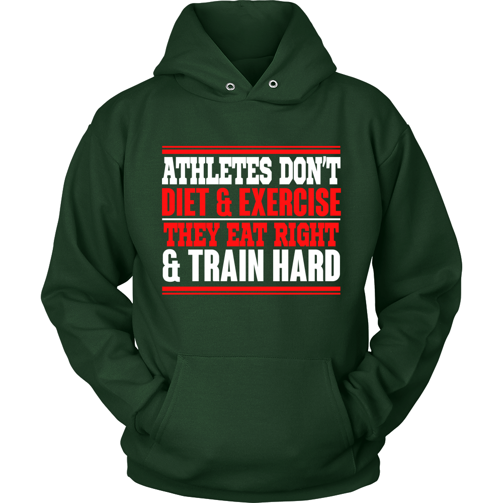 Spartan Mart - T-shirt; Athletes Eat Right and Train Hard Men's Apparel
