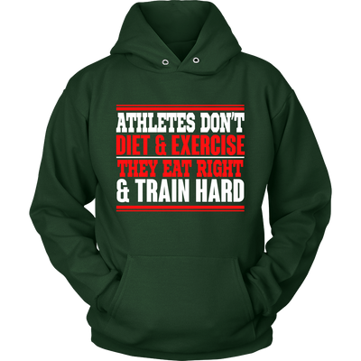Spartan Mart - T-shirt; Athletes Eat Right and Train Hard Men's Apparel