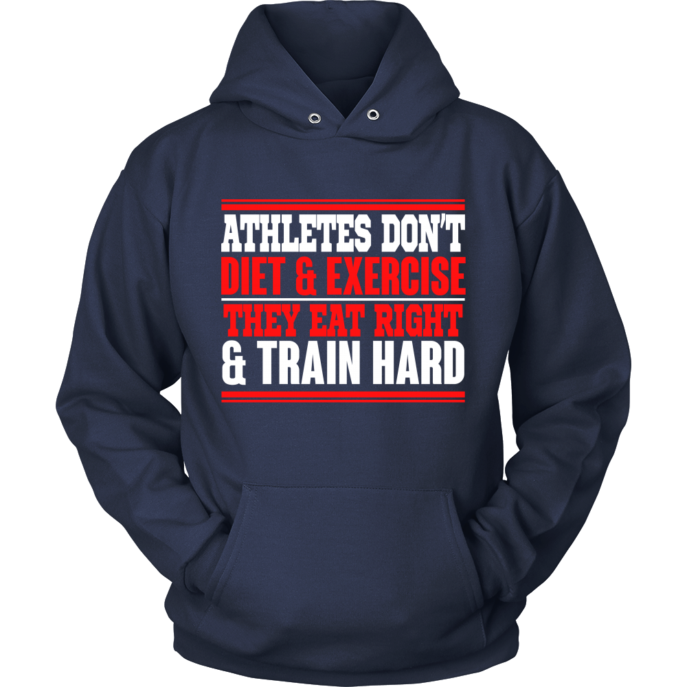 Spartan Mart - T-shirt; Athletes Eat Right and Train Hard Men's Apparel