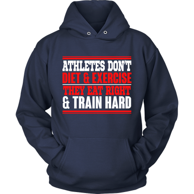 Spartan Mart - T-shirt; Athletes Eat Right and Train Hard Men's Apparel