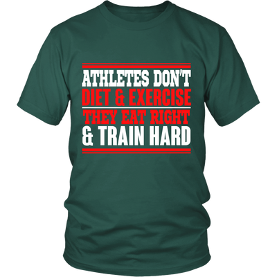 Spartan Mart - T-shirt; Athletes Eat Right and Train Hard Men's Apparel