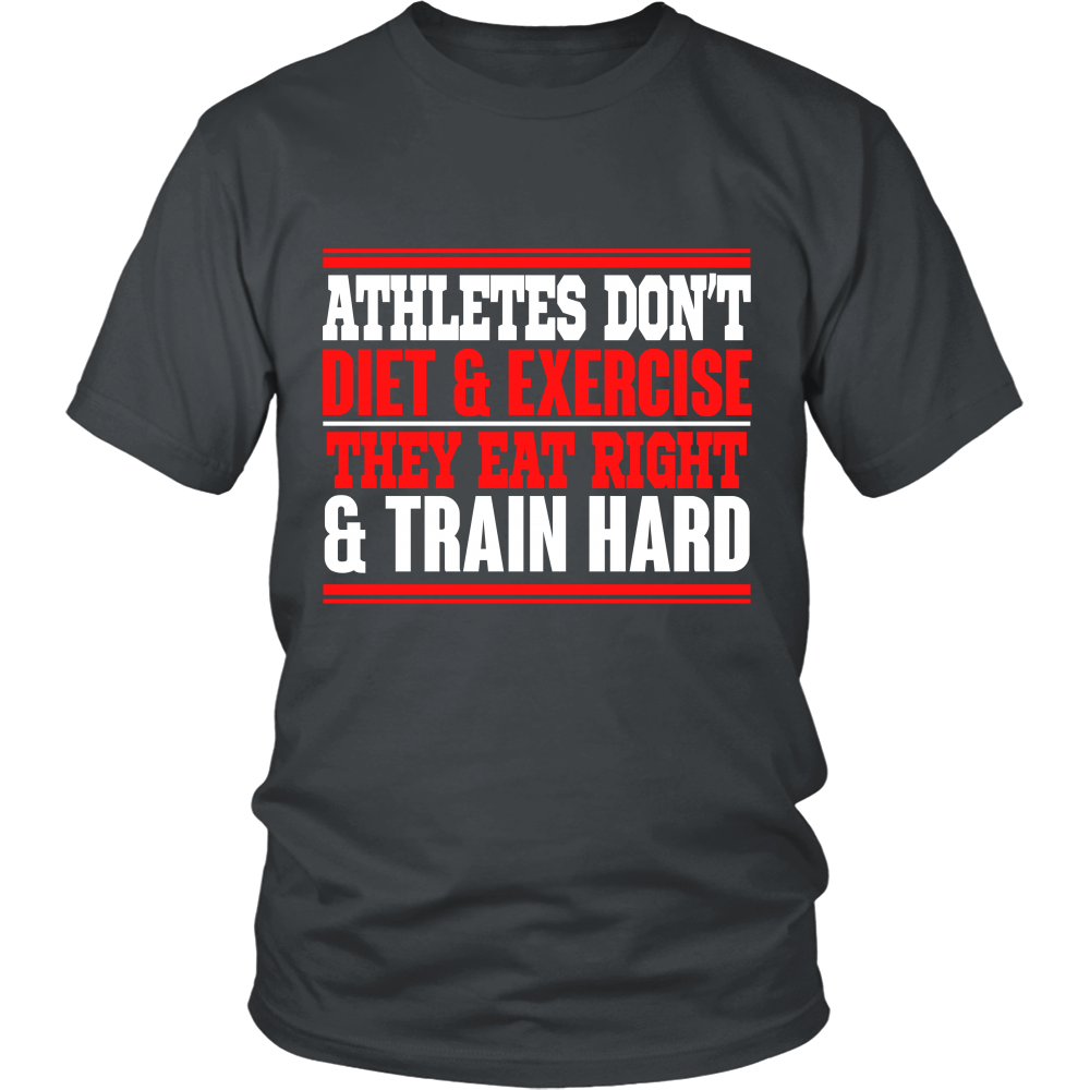 Spartan Mart - T-shirt; Athletes Eat Right and Train Hard Men's Apparel