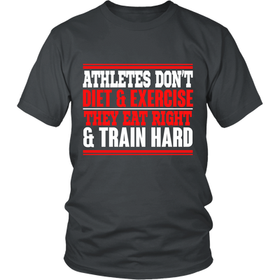 Spartan Mart - T-shirt; Athletes Eat Right and Train Hard Men's Apparel