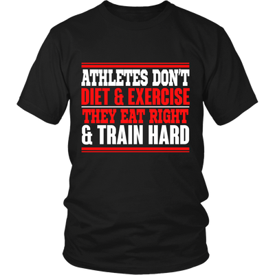 Spartan Mart - T-shirt; Athletes Eat Right and Train Hard Men's Apparel