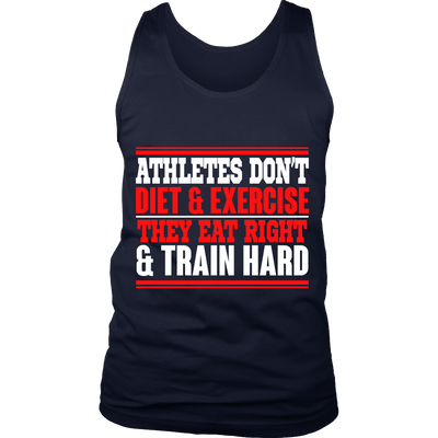 Spartan Mart - T-shirt; Athletes Eat Right and Train Hard Men's Apparel