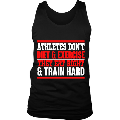 Spartan Mart - T-shirt; Athletes Eat Right and Train Hard Men's Apparel