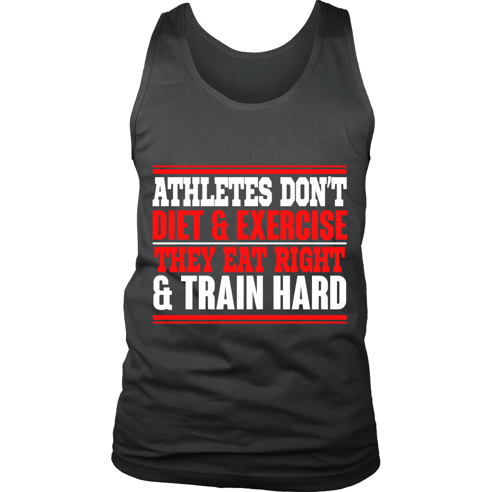 Spartan Mart - T-shirt; Athletes Eat Right and Train Hard Men's Apparel