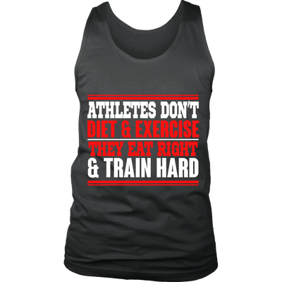 Spartan Mart - T-shirt; Athletes Eat Right and Train Hard Men's Apparel