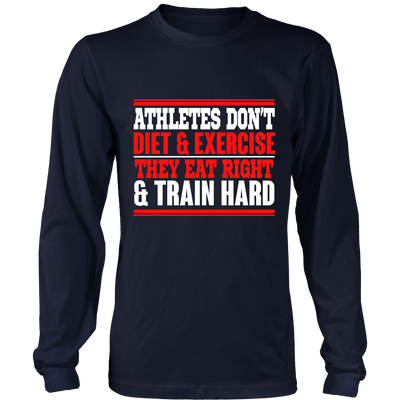 Spartan Mart - T-shirt; Athletes Eat Right and Train Hard Men's Apparel