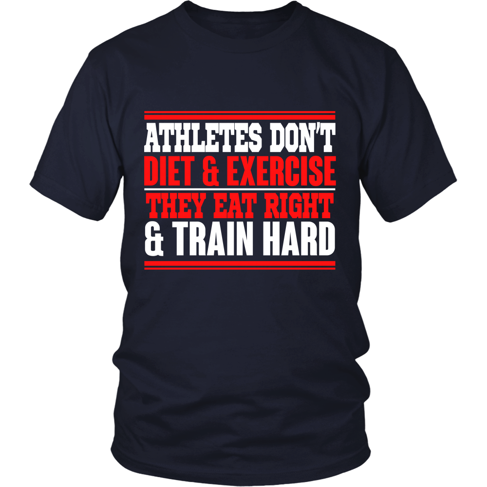 Spartan Mart - T-shirt; Athletes Eat Right and Train Hard Men's Apparel