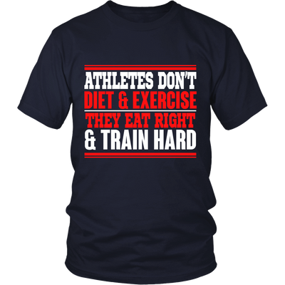 Spartan Mart - T-shirt; Athletes Eat Right and Train Hard Men's Apparel