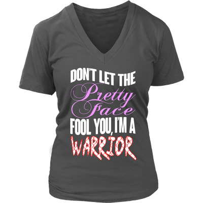 Spartan Mart - T-shirt; Don't Let The Pretty Face Fool You, I'm A Warrior Women's Apparel