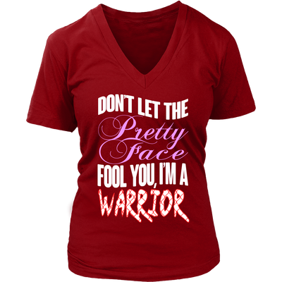 Spartan Mart - T-shirt; Don't Let The Pretty Face Fool You, I'm A Warrior Women's Apparel