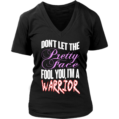 Spartan Mart - T-shirt; Don't Let The Pretty Face Fool You, I'm A Warrior Women's Apparel