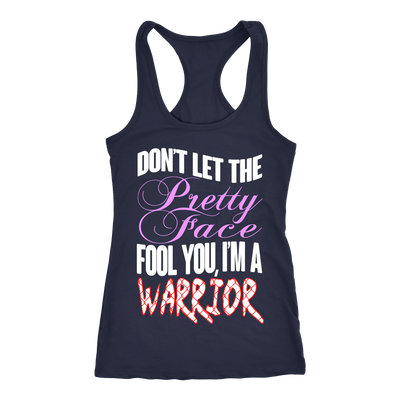 Spartan Mart - T-shirt; Don't Let The Pretty Face Fool You, I'm A Warrior Women's Apparel