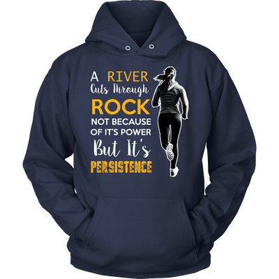 Spartan Mart - T-shirt; A River Cuts Through Rock Not Because Of It’s Power But It’s Persistence (Dark) Men's Apparel
