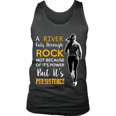 Spartan Mart - T-shirt; A River Cuts Through Rock Not Because Of It’s Power But It’s Persistence (Dark) Men's Apparel