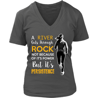 Spartan Mart - T-shirt; A River Cuts Through Rock Not Because Of It’s Power But It’s Persistence (Dark) Women's Apparel