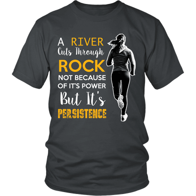 Spartan Mart - T-shirt; A River Cuts Through Rock Not Because Of It’s Power But It’s Persistence (Dark) Men's Apparel