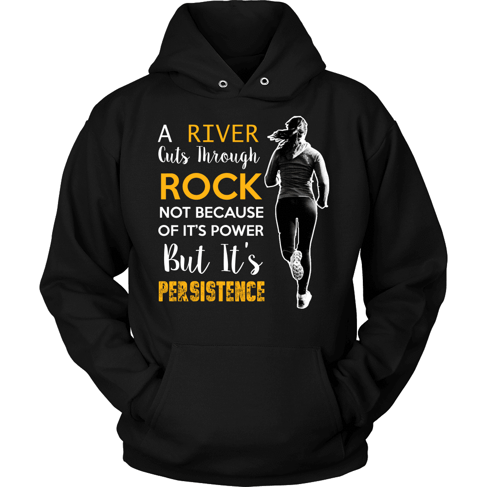 Spartan Mart - T-shirt; A River Cuts Through Rock Not Because Of It’s Power But It’s Persistence (Dark) Men's Apparel