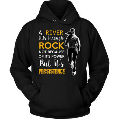 Spartan Mart - T-shirt; A River Cuts Through Rock Not Because Of It’s Power But It’s Persistence (Dark) Men's Apparel