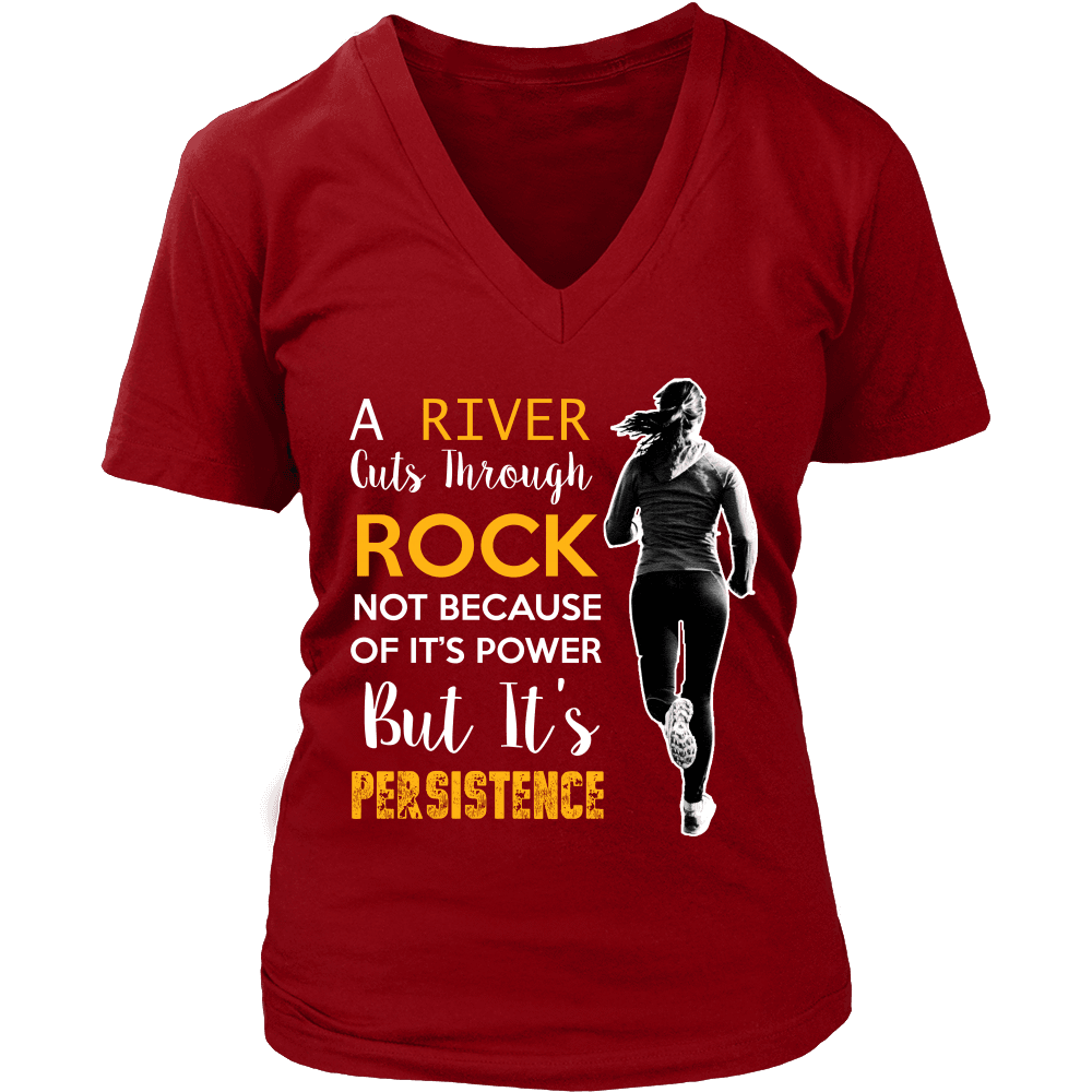 Spartan Mart - T-shirt; A River Cuts Through Rock Not Because Of It’s Power But It’s Persistence (Dark) Women's Apparel