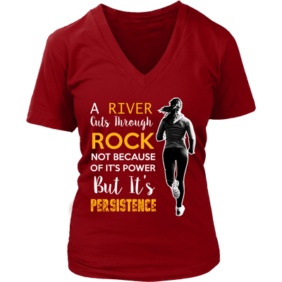 Spartan Mart - T-shirt; A River Cuts Through Rock Not Because Of It’s Power But It’s Persistence (Dark) Women's Apparel